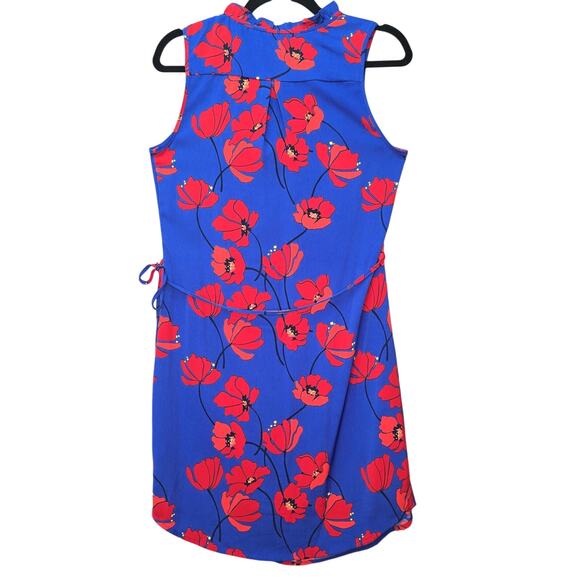 41 Hawthorn Dress Womens XS Blue Poppy Floral Sleeveless Belted V Neck Boho - Picture 2 of 10
